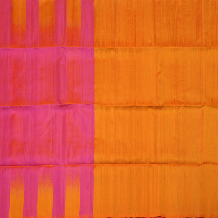 Hayagrivas Handloom Kanjivaram soft silk saree in Orangish pink with manga yellow KBE380E1-10