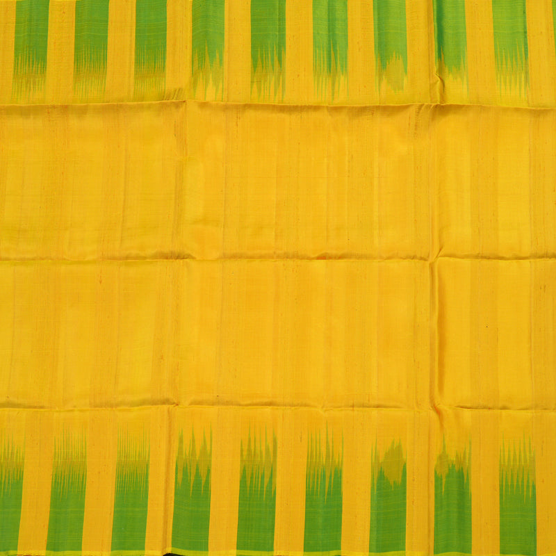Hayagrivas Handloom Kanjivaram soft silk saree in Mustard yellow with light green KBE380E1-11