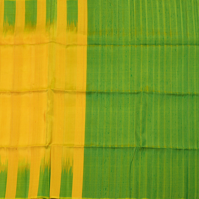 Hayagrivas Handloom Kanjivaram soft silk saree in Mustard yellow with light green KBE380E1-11