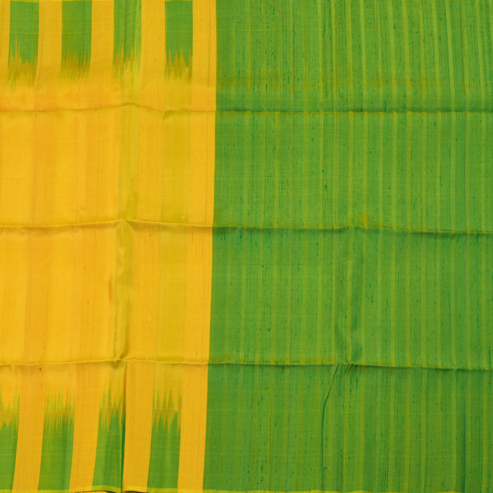 Hayagrivas Handloom Kanjivaram soft silk saree in Mustard yellow with light green KBE380E1-11