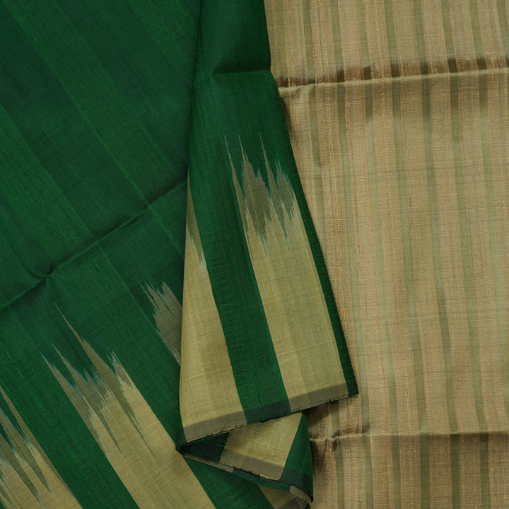 Hayagrivas Handloom Soft Silk Saree in Deep-hued Bottle Green KBE380E1-13