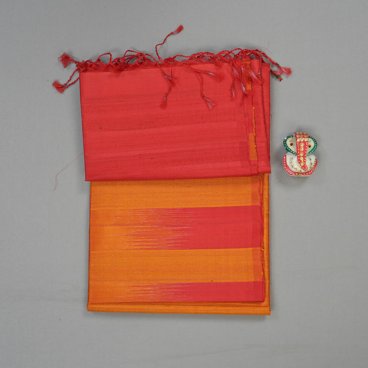 Hayagrivas Handloom kanjivaram soft silk saree in Mango yellow with maroon KBE380E1-39