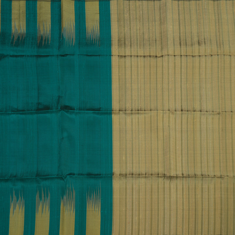 Hayagrivas Handloom kanjivaram Soft silk saree in teal blue with ash grey KBE380E1-42