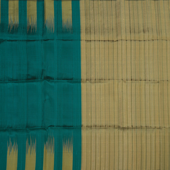 Hayagrivas Handloom kanjivaram Soft silk saree in teal blue with ash grey KBE380E1-42