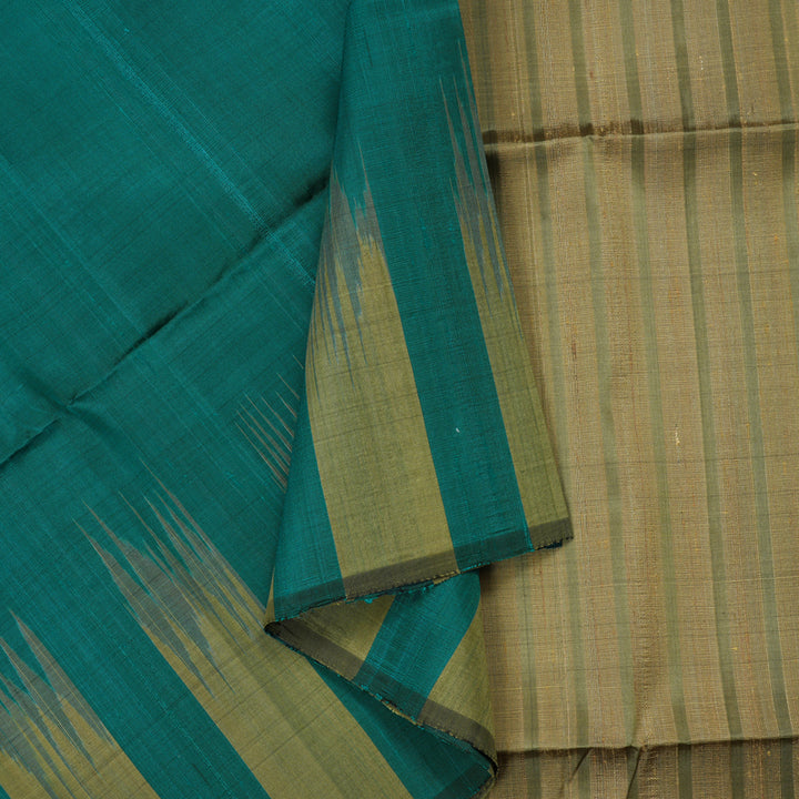 Hayagrivas Handloom kanjivaram Soft silk saree in teal blue with ash grey KBE380E1-42