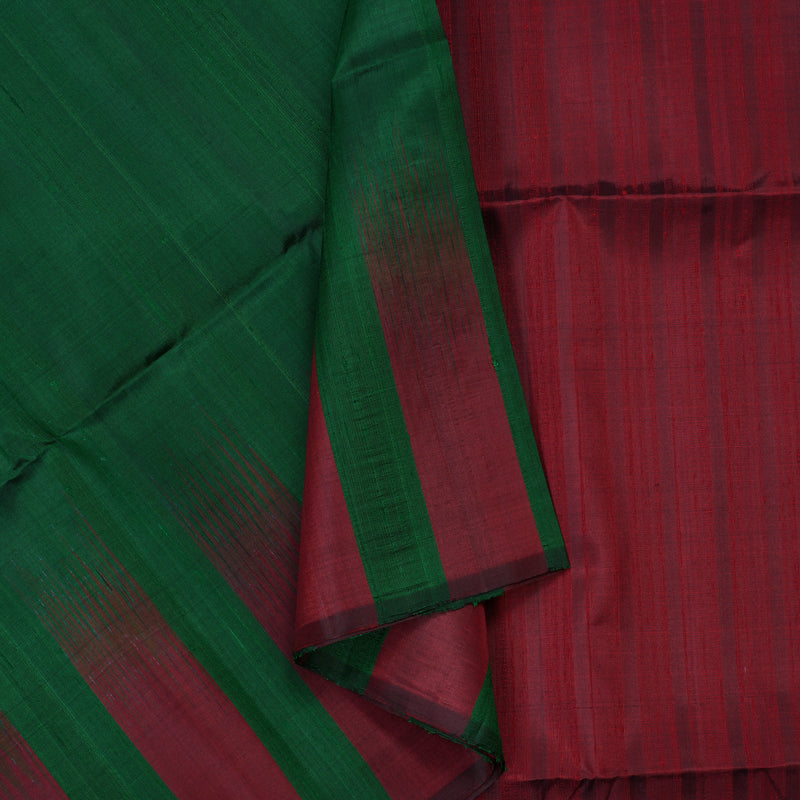 Hayagrivas Handloom Soft Silk Saree in Magnetic Bottle Green KBE380E1-7