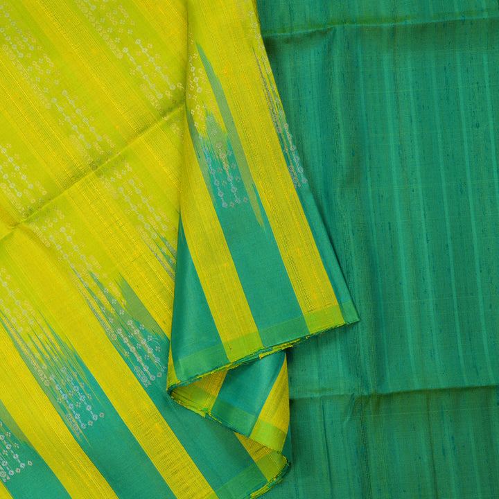 Hayagrivas Pure Soft Silk Saree in Neon Yellow with Pastel green KBE380E3-11