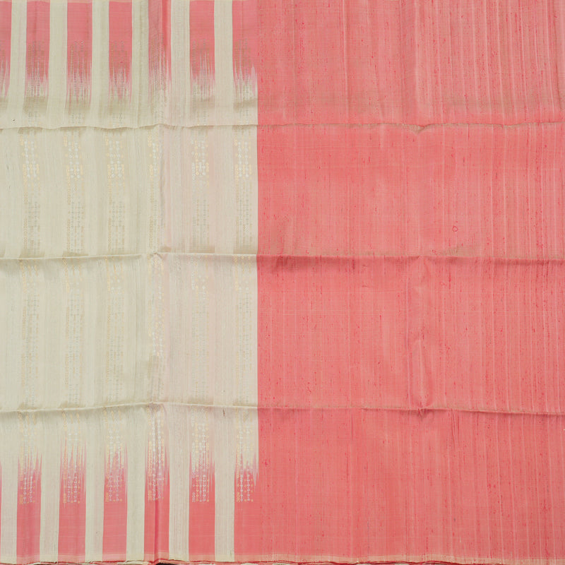 Hayagrivas Handloom kanjivaram soft silk saree in Half white with baby pink KBE380E3-8