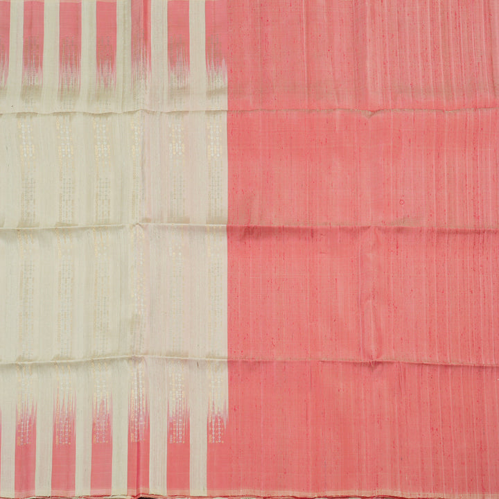 Hayagrivas Handloom kanjivaram soft silk saree in Half white with baby pink KBE380E3-8