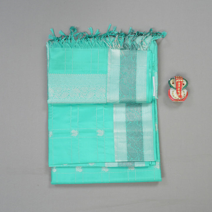 Hayagrivas Handloom Kanjivaram soft silk saree in Sky blue KBE383E2-4