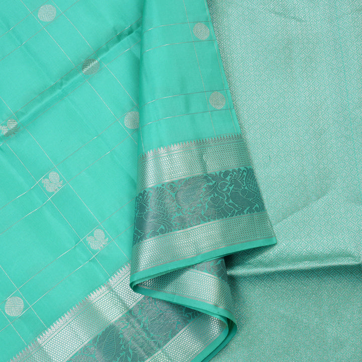 Hayagrivas Handloom Kanjivaram soft silk saree in Sky blue KBE383E2-4