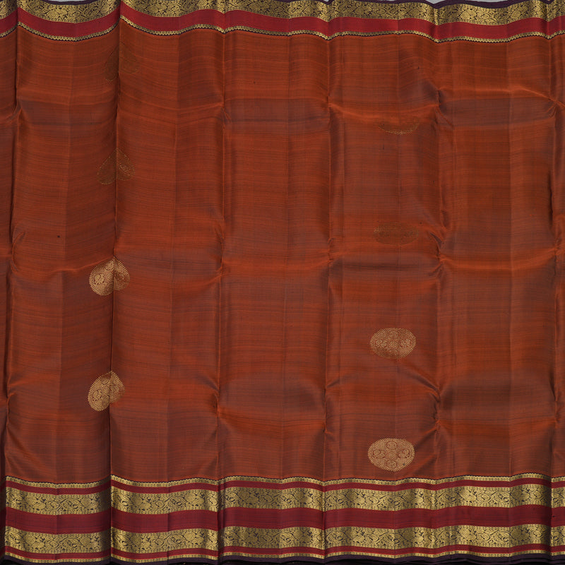 Hayagrivas Handloom Pure Kanjivaram Silk Saree in Rich Burnt Orange KBE384E12-1