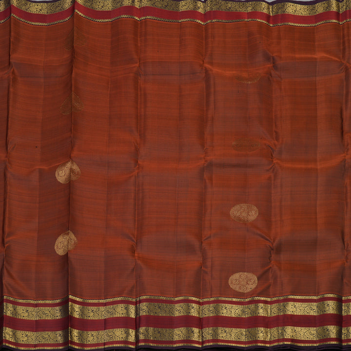 Hayagrivas Handloom Pure Kanjivaram Silk Saree in Rich Burnt Orange KBE384E12-1