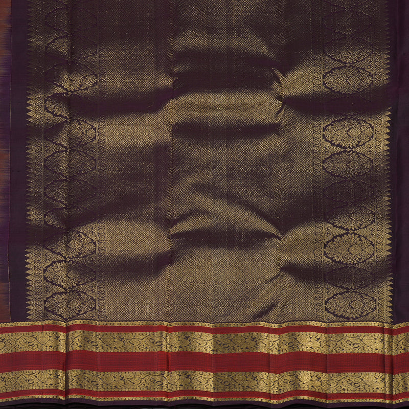 Hayagrivas Handloom Pure Kanjivaram Silk Saree in Rich Burnt Orange KBE384E12-1