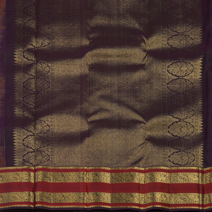 Hayagrivas Handloom Pure Kanjivaram Silk Saree in Rich Burnt Orange KBE384E12-1