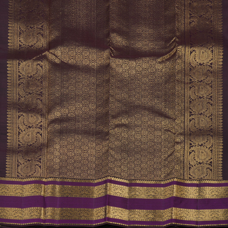 Hayagrivas Handloom Kanjivaram silk saree in rich Teal Blue with Dark Brown KBE384E12-2