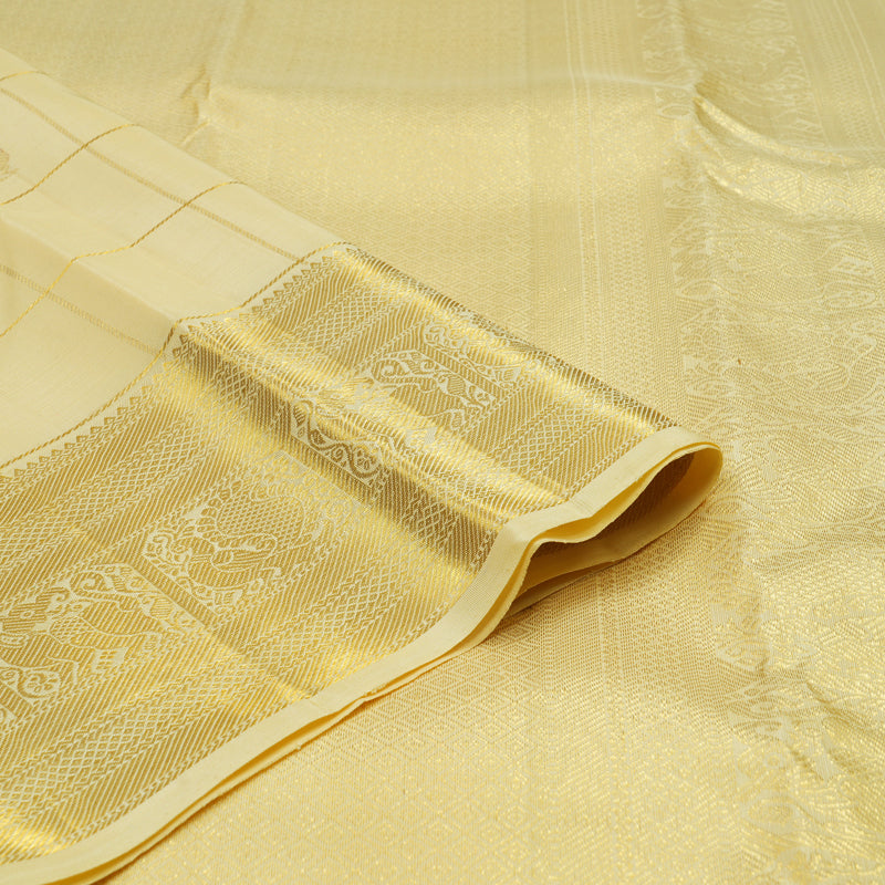 Hayagrivas Handloom Pure Kanjivaram Silk Saree in Graceful Sandal KBE384E15-2