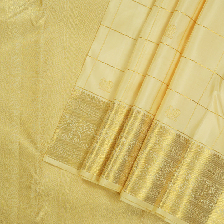 Hayagrivas Handloom Pure Kanjivaram Silk Saree in Graceful Sandal KBE384E15-2