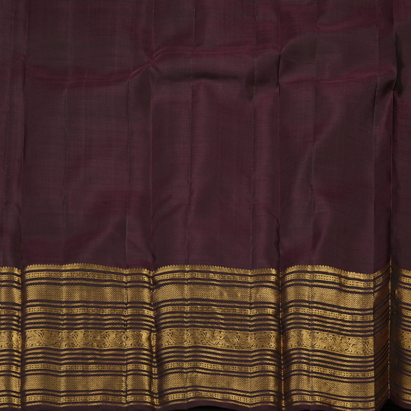Hayagrivas Handloom Kanjivaram silk saree in Purple with dark brown KBE384E2-1