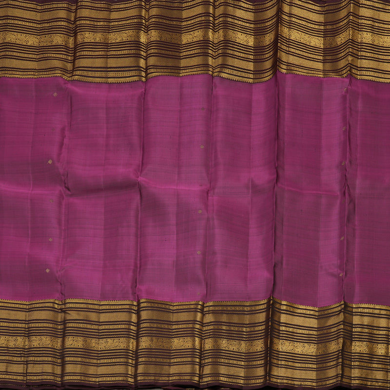Hayagrivas Handloom Kanjivaram silk saree in Purple with dark brown KBE384E2-1