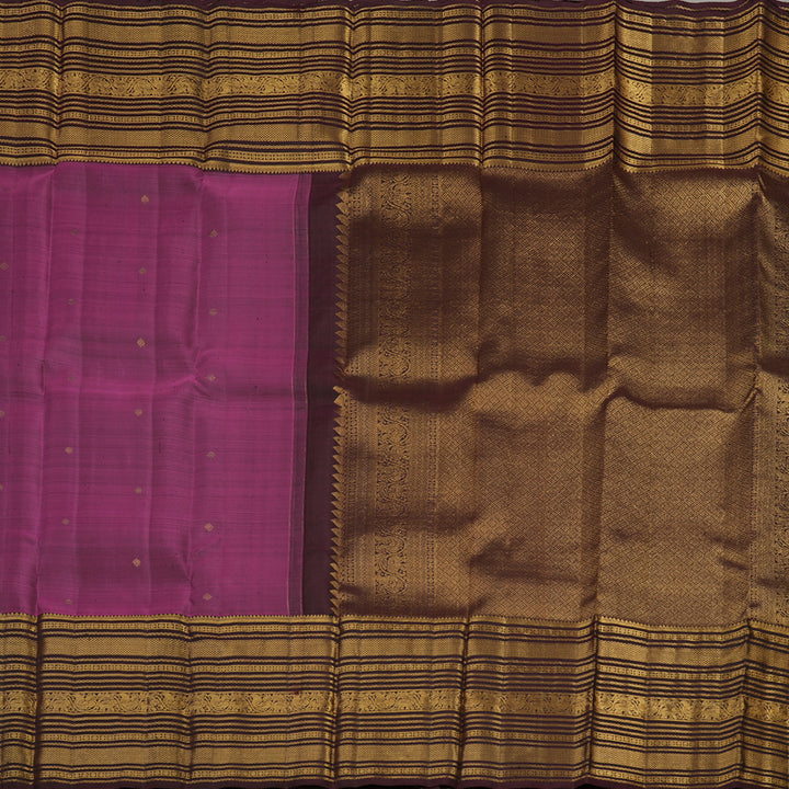 Hayagrivas Handloom Kanjivaram silk saree in Purple with dark brown KBE384E2-1