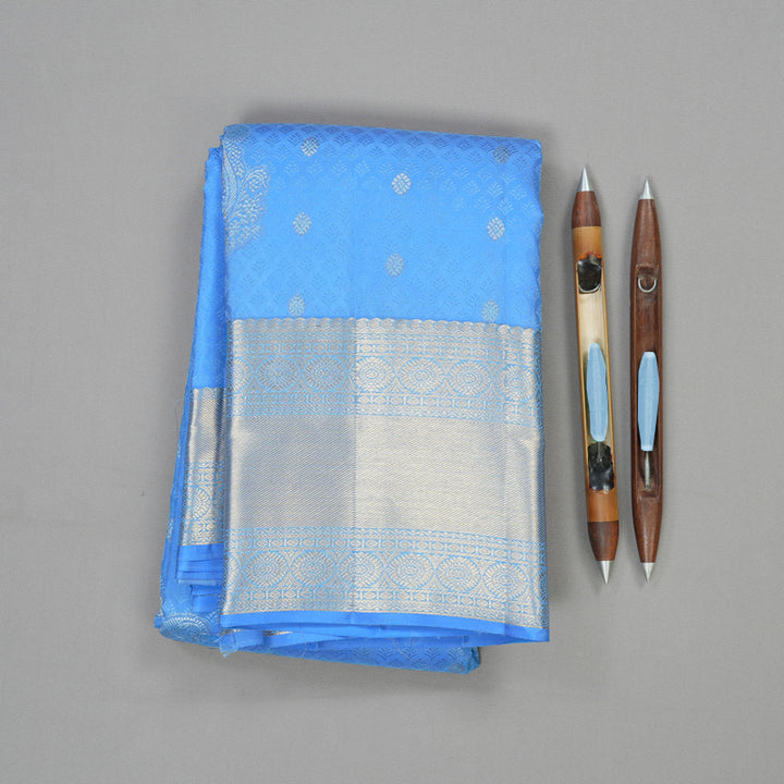 Hayagrivas Handloom Pure Kanjivaram Silk Saree in Ethereal Sky Blue KBE384E21-1