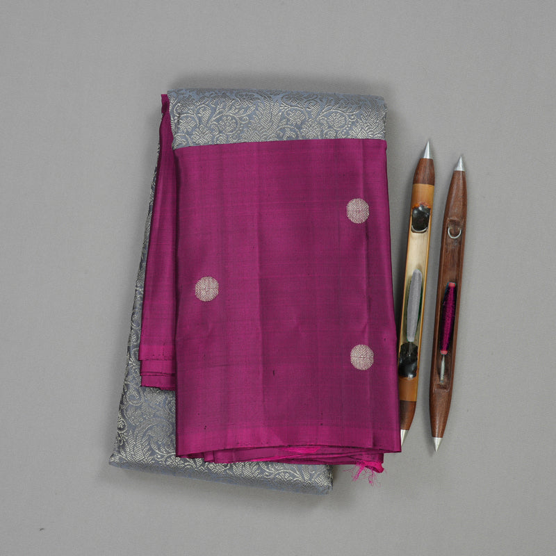Hayagrivas Handloom Pure Kanjivaram Silk Saree in Enchanting Dark Grey KBE384E25-1