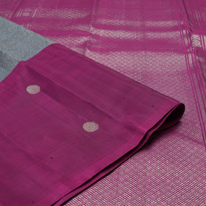 Hayagrivas Handloom Pure Kanjivaram Silk Saree in Enchanting Dark Grey KBE384E25-1