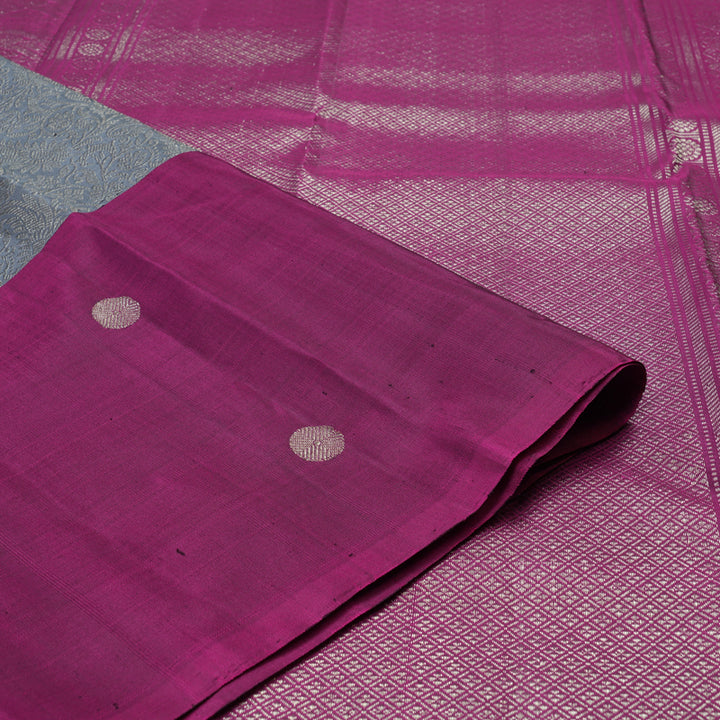 Hayagrivas Handloom Pure Kanjivaram Silk Saree in Enchanting Dark Grey KBE384E25-1