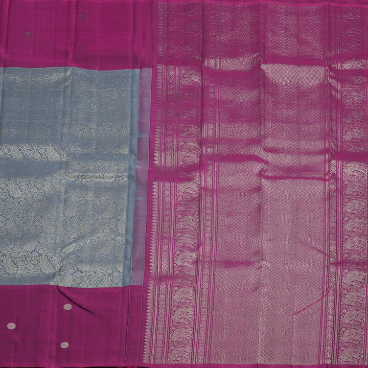 Hayagrivas Handloom Pure Kanjivaram Silk Saree in Enchanting Dark Grey KBE384E25-1