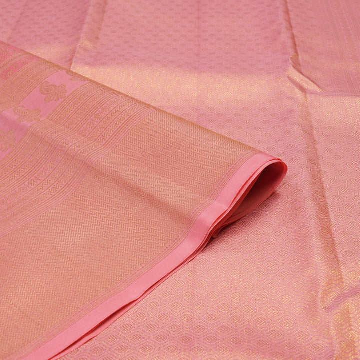 Hayagrivas Handloom Pure Kanjivaram Silk Saree in Graceful Peach Pink KBE385E1-13