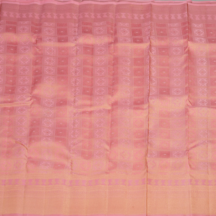 Hayagrivas Handloom Pure Kanjivaram Silk Saree in Graceful Peach Pink KBE385E1-13