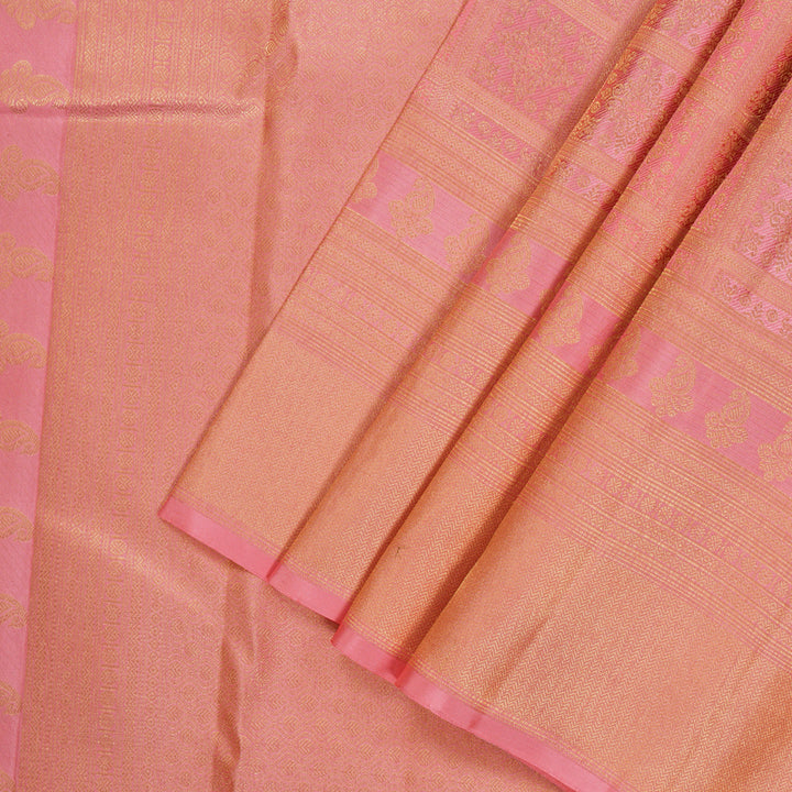 Hayagrivas Handloom Pure Kanjivaram Silk Saree in Graceful Peach Pink KBE385E1-13