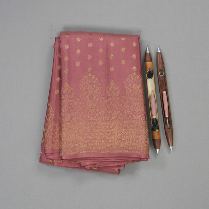 Hayagrivas Handloom Pure Kanjivaram Silk Saree in Enchanting Rosewood Pink KBE385E1-5