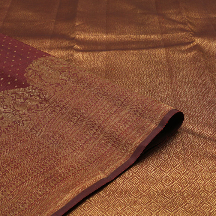 Hayagrivas Handloom Pure Kanjivaram Silk Saree in Opulent Wine Maroon KBE385E1-7