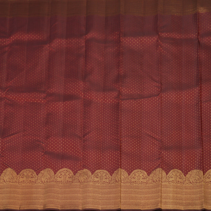 Hayagrivas Handloom Pure Kanjivaram Silk Saree in Opulent Wine Maroon KBE385E1-7