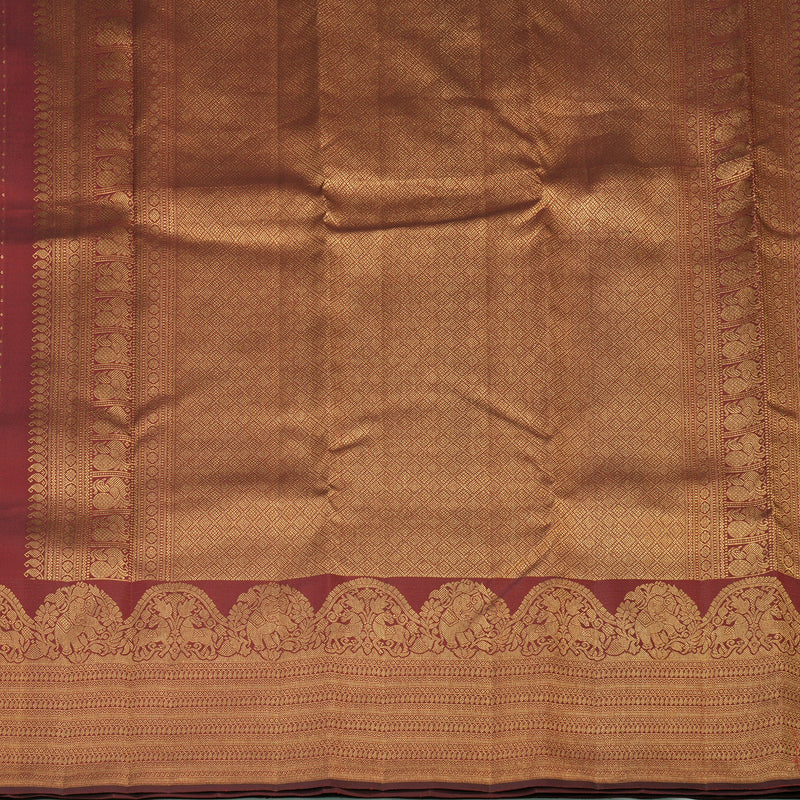 Hayagrivas Handloom Pure Kanjivaram Silk Saree in Opulent Wine Maroon KBE385E1-7