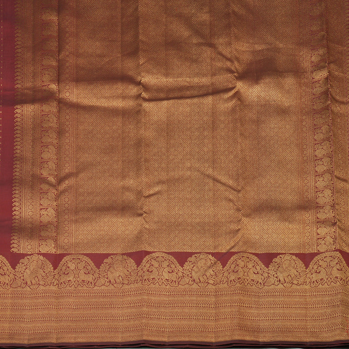 Hayagrivas Handloom Pure Kanjivaram Silk Saree in Opulent Wine Maroon KBE385E1-7