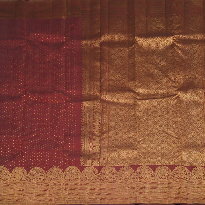 Hayagrivas Handloom Pure Kanjivaram Silk Saree in Opulent Wine Maroon KBE385E1-7