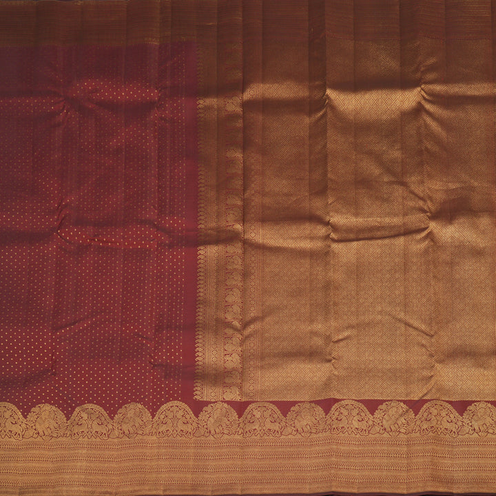 Hayagrivas Handloom Pure Kanjivaram Silk Saree in Opulent Wine Maroon KBE385E1-7