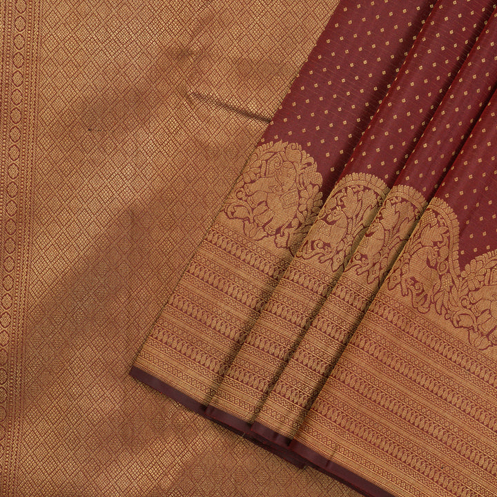 Hayagrivas Handloom Pure Kanjivaram Silk Saree in Opulent Wine Maroon KBE385E1-7