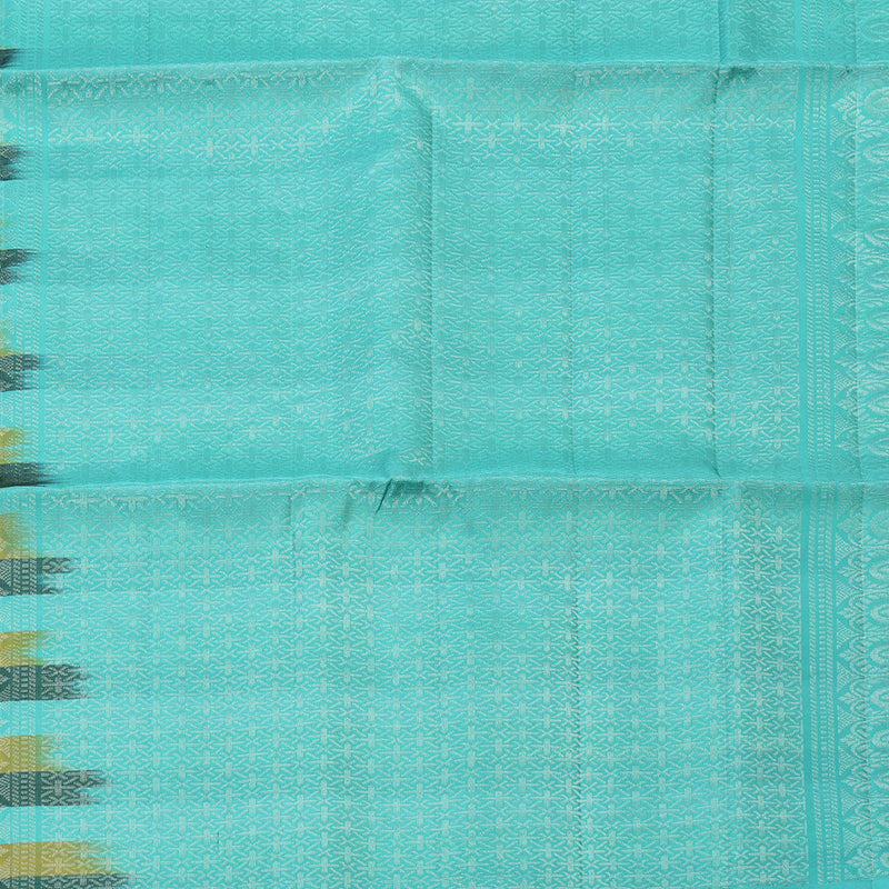 Hayagrivas Pure Soft Silk Saree in Multicolour Checks with Sky Blue Borderless KBE387E3-1