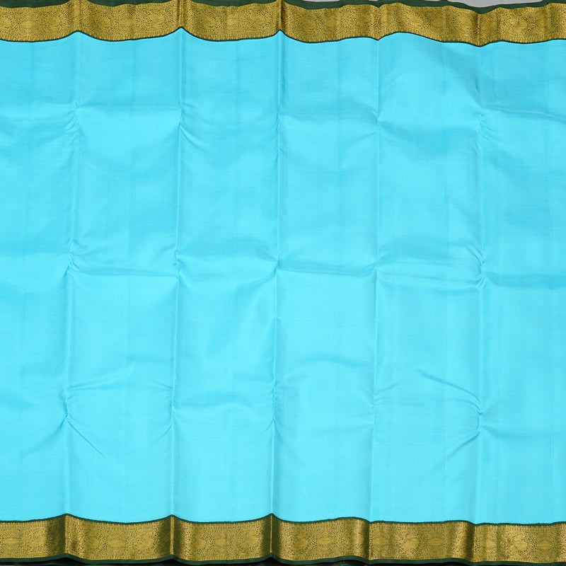 Hayagrivas Sea Blue Handloom Kanjivaram Silk Saree with Bottle Green Border KBE38D2-1