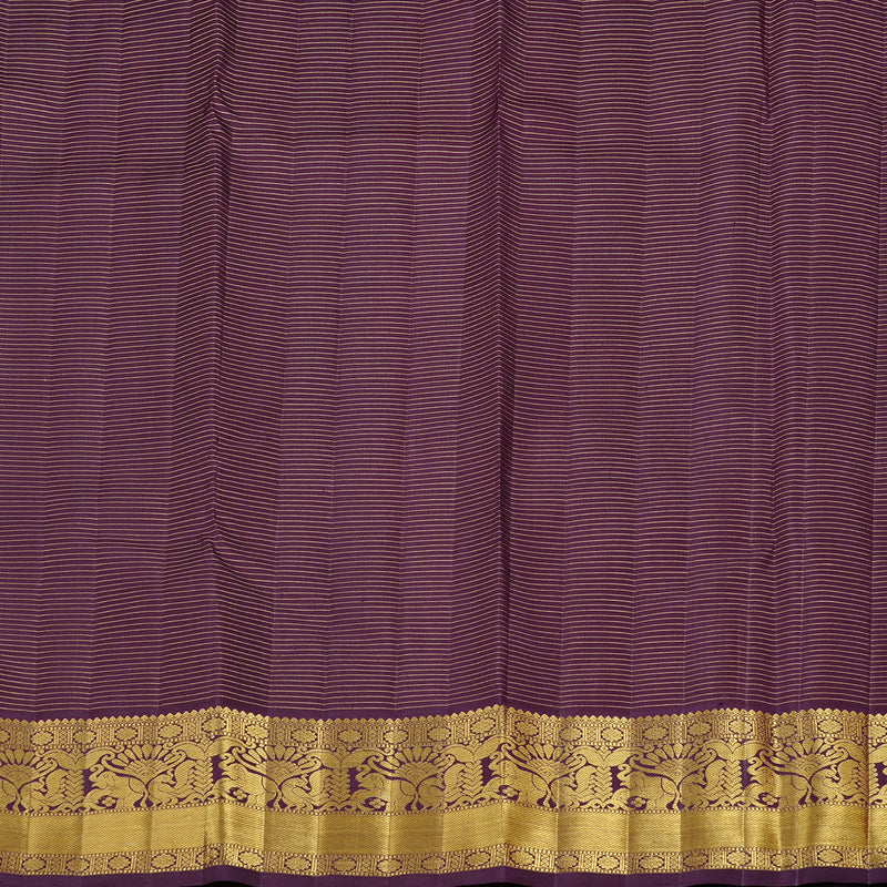 Hayagrivas Sandal Yellow Handloom Kanjivaram Silk Saree with Purple Border KBE38D3-1