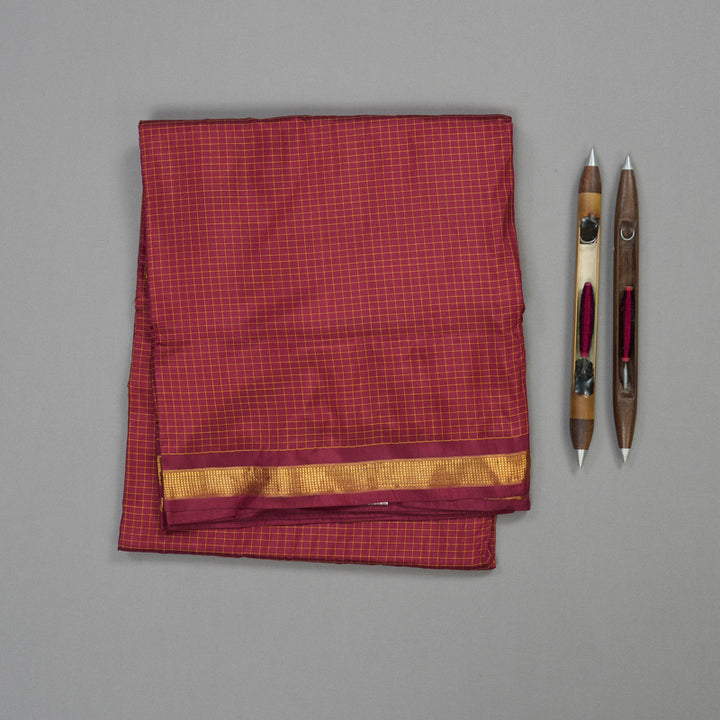 Hayagrivas Handloom Kanjivaram Nine yards silk saree in Maroon KBE393E1-3