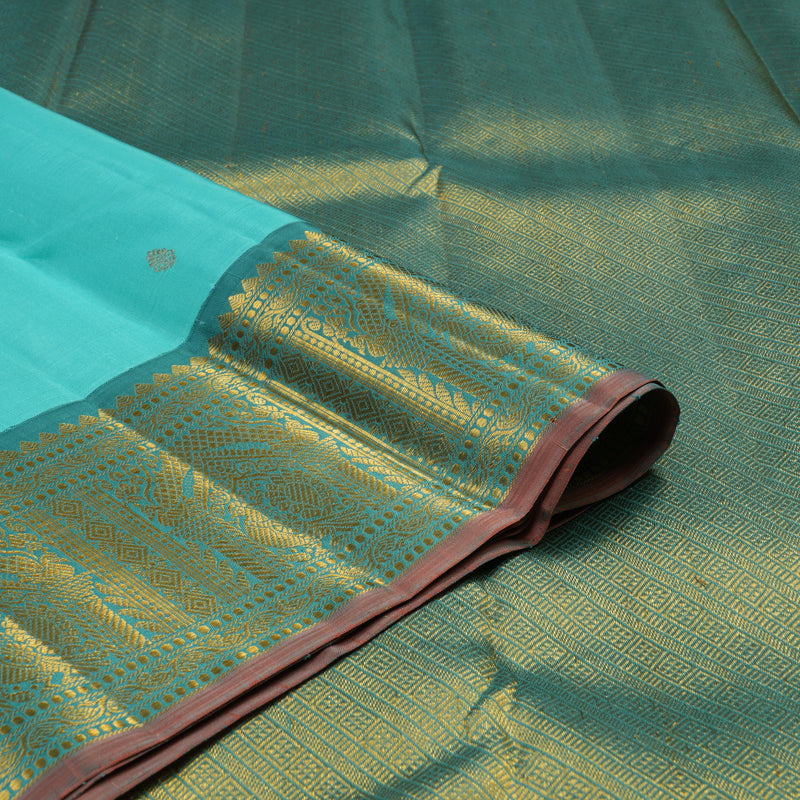Hayagrivas Sky Blue Handloom Kanjivaram Silk Saree with Dark Sky Blue Border KBE395E1-3