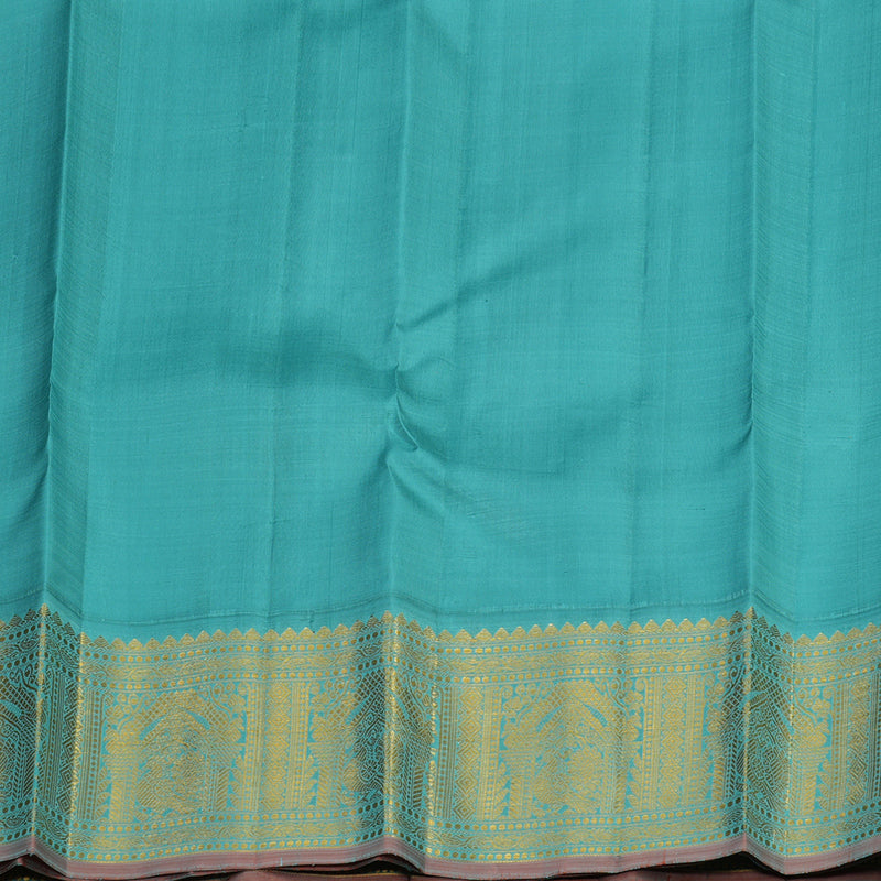 Hayagrivas Sky Blue Handloom Kanjivaram Silk Saree with Dark Sky Blue Border KBE395E1-3