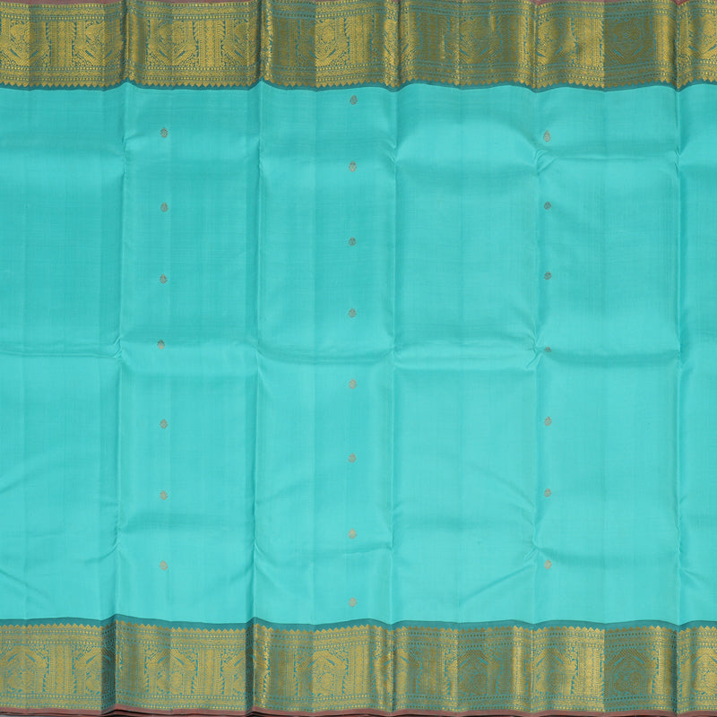 Hayagrivas Sky Blue Handloom Kanjivaram Silk Saree with Dark Sky Blue Border KBE395E1-3
