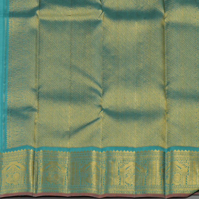 Hayagrivas Sky Blue Handloom Kanjivaram Silk Saree with Dark Sky Blue Border KBE395E1-3