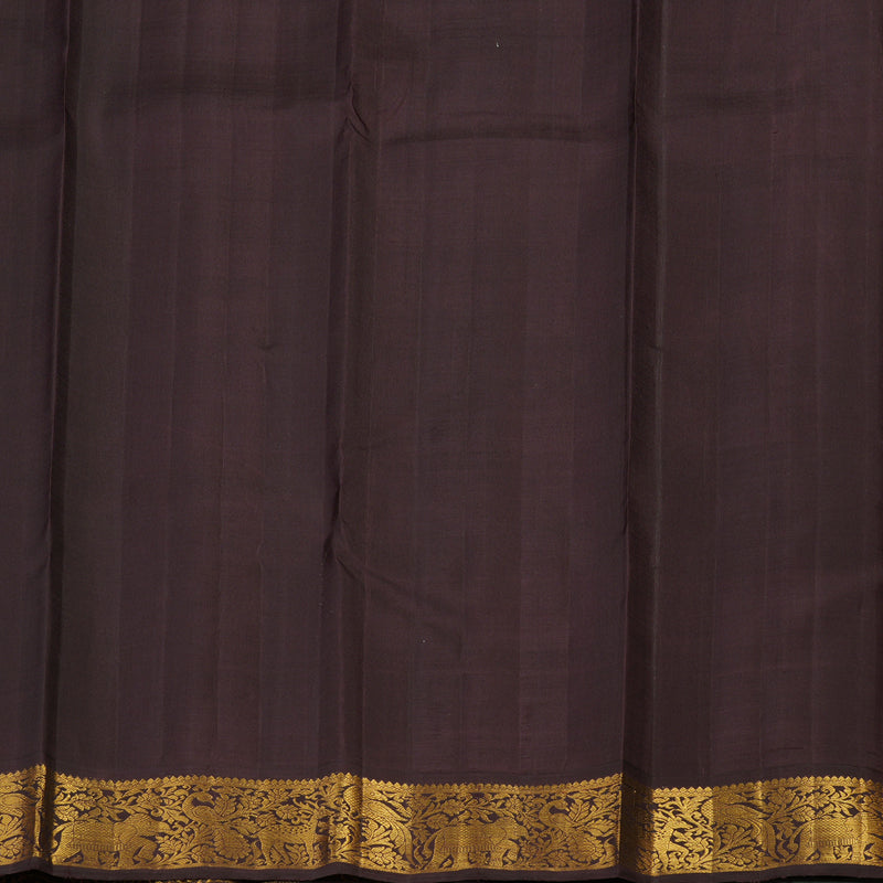 Hayagrivas Handloom Kanjivaram silk saree in Teal green with Korvai contrast dark brown KBE395E3-1